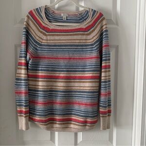 L.L Bean Knit Sweater Cotton Striped Multicolor Size Medium